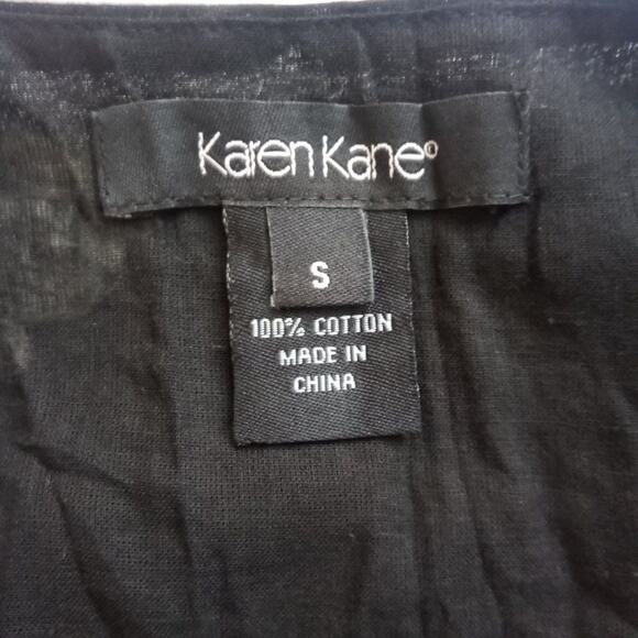 Karen Kane Embroidered Dress Women Size Small Black Preppy Feminine Cotton - Picture 3 of 8